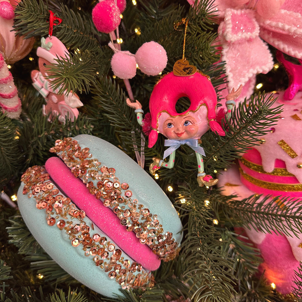 Goodwill M&G Kerstornament - Trendy Candy Donut - set van 2 - roze blauw - 13cm
