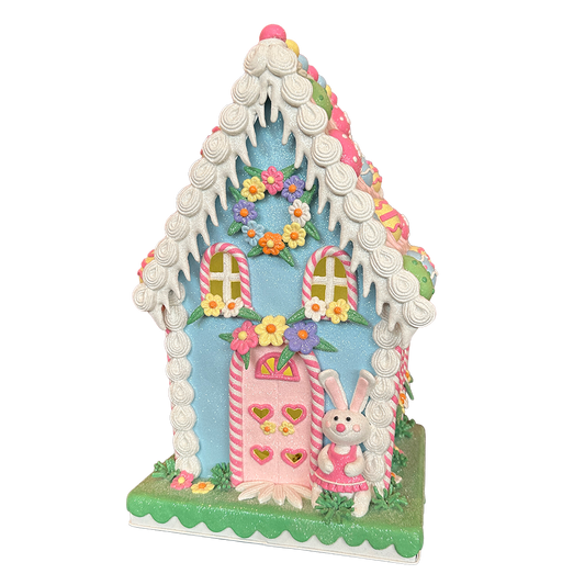 Viv! Christmas Easter Decoration - Gingerbread House with Bunny incl. LED Lighting - 33cm