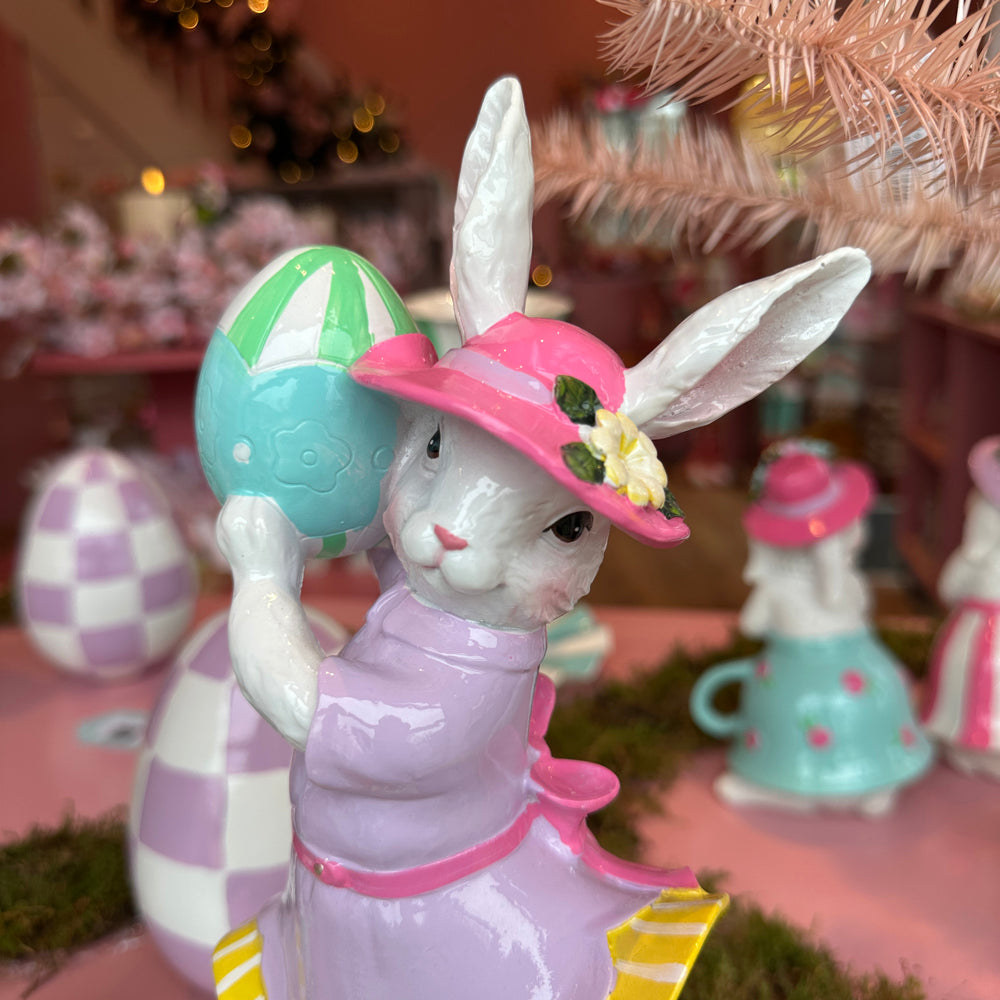 Viv! Christmas Easter Decoration - Colorful Bunnies with Eggs - Set of 2 - 30cm