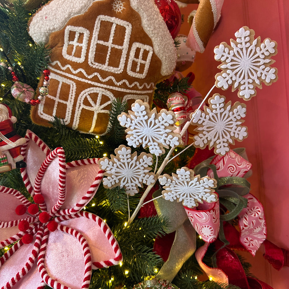Viv! Christmas Kersttak - Gingerbread Sneeuwvlok Koekje - set van 2 - bruin wit - 76cm