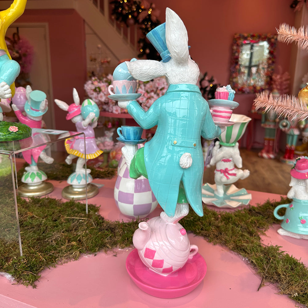 Viv! Christmas Easter Decoration - Balancing Bunny with Teacups - 41cm