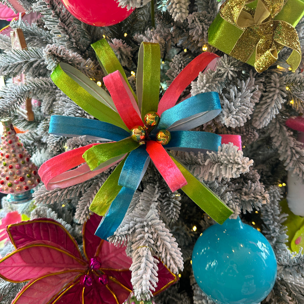 Viv! Christmas Weihnachtszweig - Samtblume mit Pompons - Bunt - 53 cm