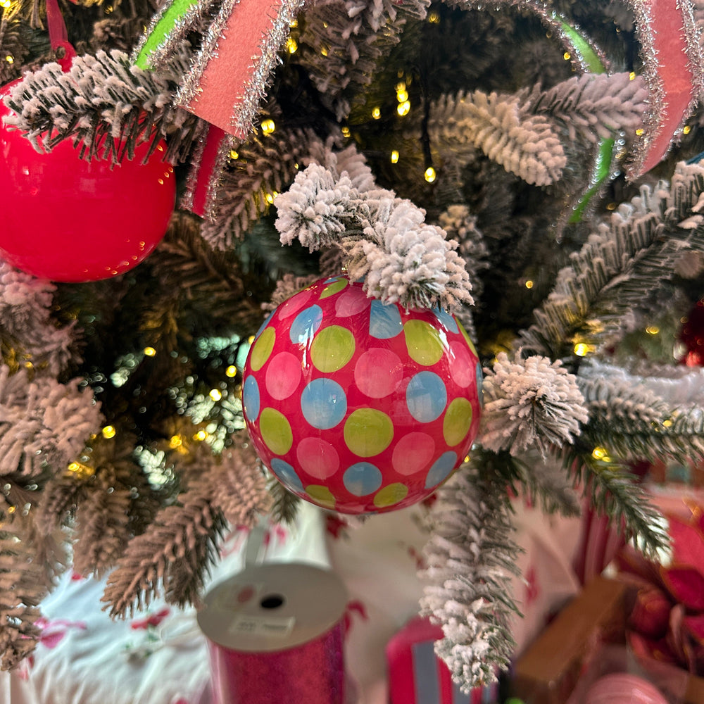 Viv! Christmas Weihnachtskugel - Fröhliche Muster - 4er-Set - Rosa Blau Grün - 10 cm