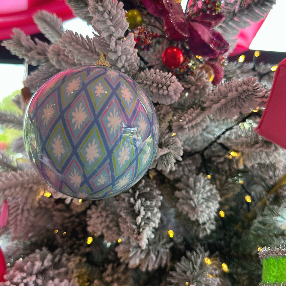 Viv! Christmas Weihnachtskugel - Fröhliche Muster - 4er-Set - Rosa Blau Grün - 10 cm