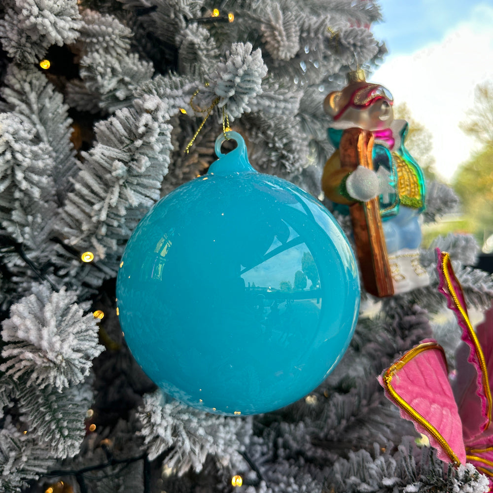 Viv! Christmas Bauble - Opaque Blue - Set of 2 - Glass - 13 cm