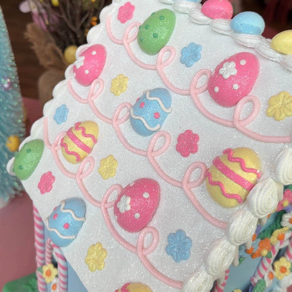 Viv! Christmas Easter Decoration - Gingerbread House with Bunny incl. LED Lighting - 33cm