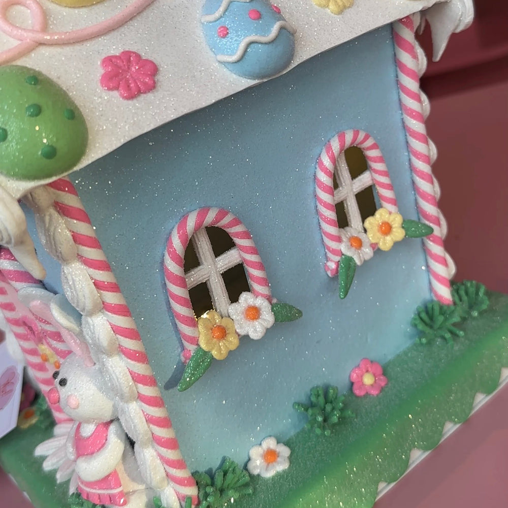 Viv! Christmas Easter Decoration - Gingerbread House with Bunny incl. LED Lighting - 33cm