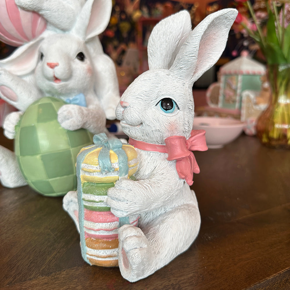 Viv! Christmas Easter Decoration - Sitting Bunny with Macarons - 22cm