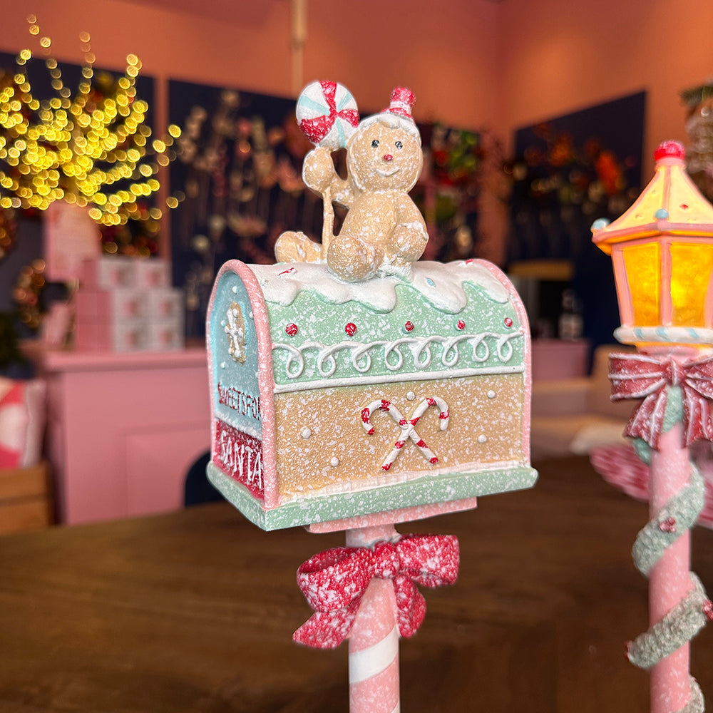 Viv! Christmas Tabletop Figure - Gingerbread Mailbox - pastel - 36cm