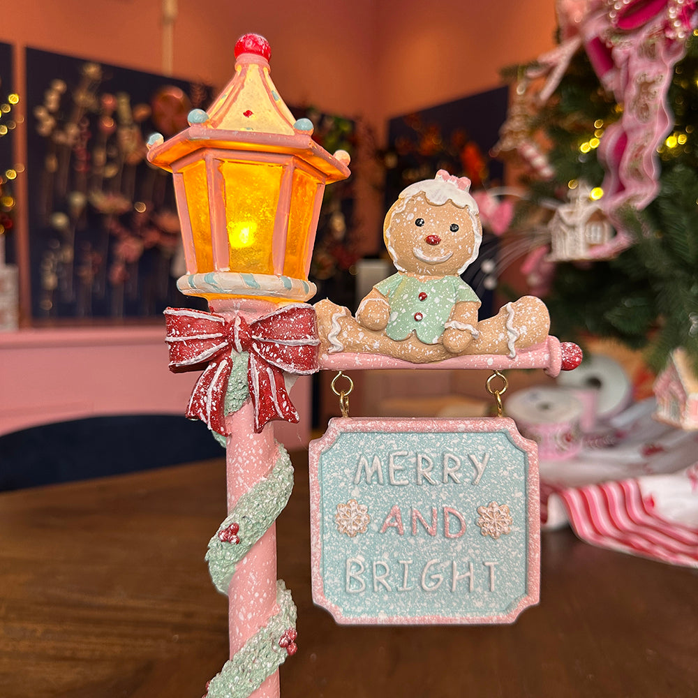 Viv! Christmas Tabletop Figure - Gingerbread Lantern incl. LED Lighting - pastel - 36cm