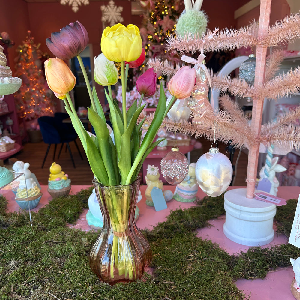 Viv! Home Luxuries - Tulip bouquet - 9 pieces - artificial flowers - 44cm - pink purple peach white yellow