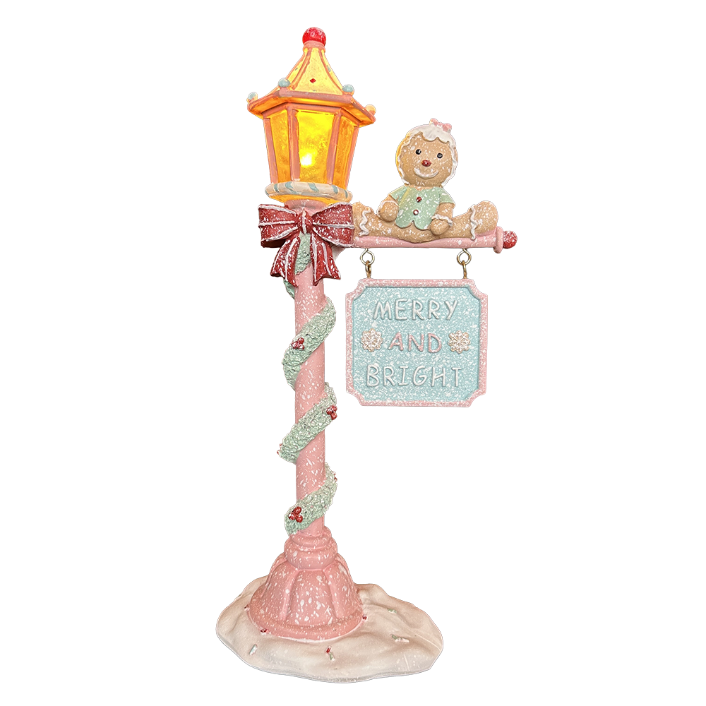 Viv! Christmas Tabletop Figure - Gingerbread Lantern incl. LED Lighting - pastel - 36cm