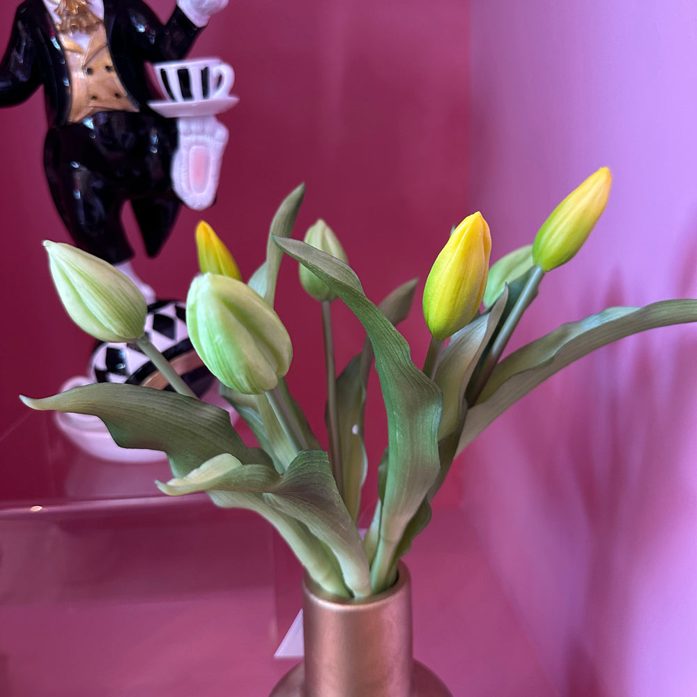 Viv! Home Luxuries - Tulip bouquet - 7 pieces - artificial flowers - yellow green - 32cm