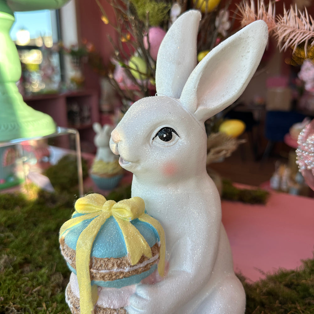 Viv! Christmas Easter Decoration - Cute Bunny with Stack of Macarons - 28cm