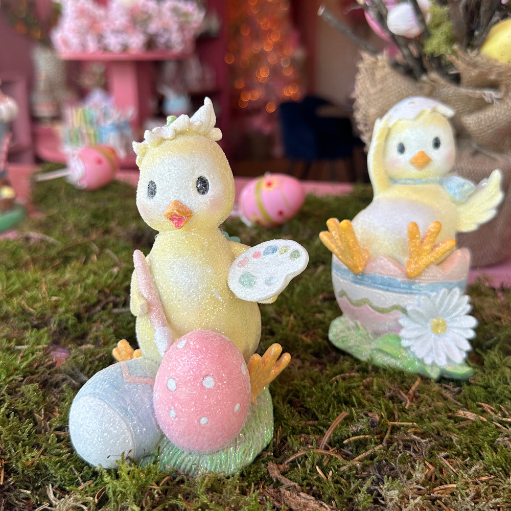 Viv! Christmas Easter Decoration - Creative Chicks with Eggs - Set of 2 - 13cm