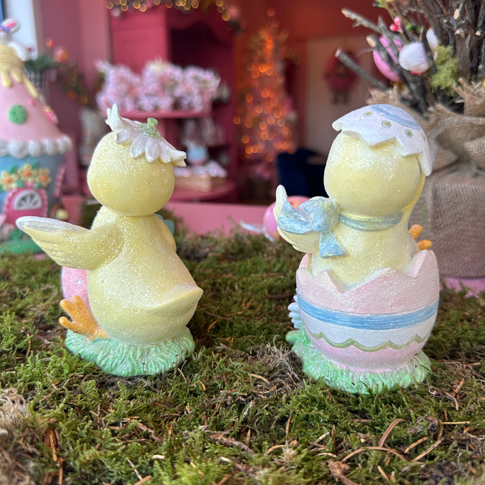 Viv! Christmas Easter Decoration - Creative Chicks with Eggs - Set of 2 - 13cm