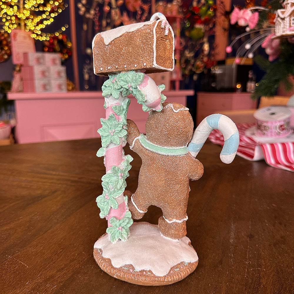 Viv! Christmas Kerstbeeld - Gingerbread 'Candy Lane' Brievenbus - pastel - 25cm
