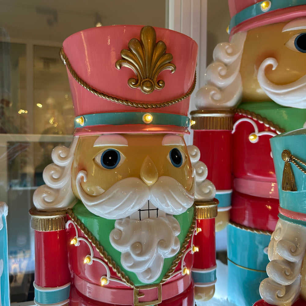 Viv! Christmas Kerstbeeld - Chunky Notenkraker incl. LED Verlichting - rood roze blauw - 62cm