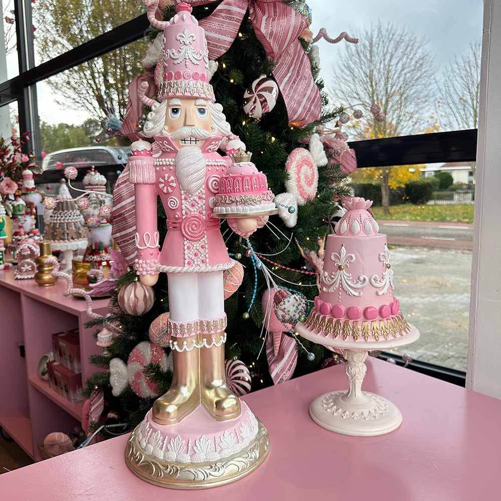 Viv! Christmas Kerstbeeld - Kerst Notenkraker Vol Roze Snoepjes - roze goud - 71cm