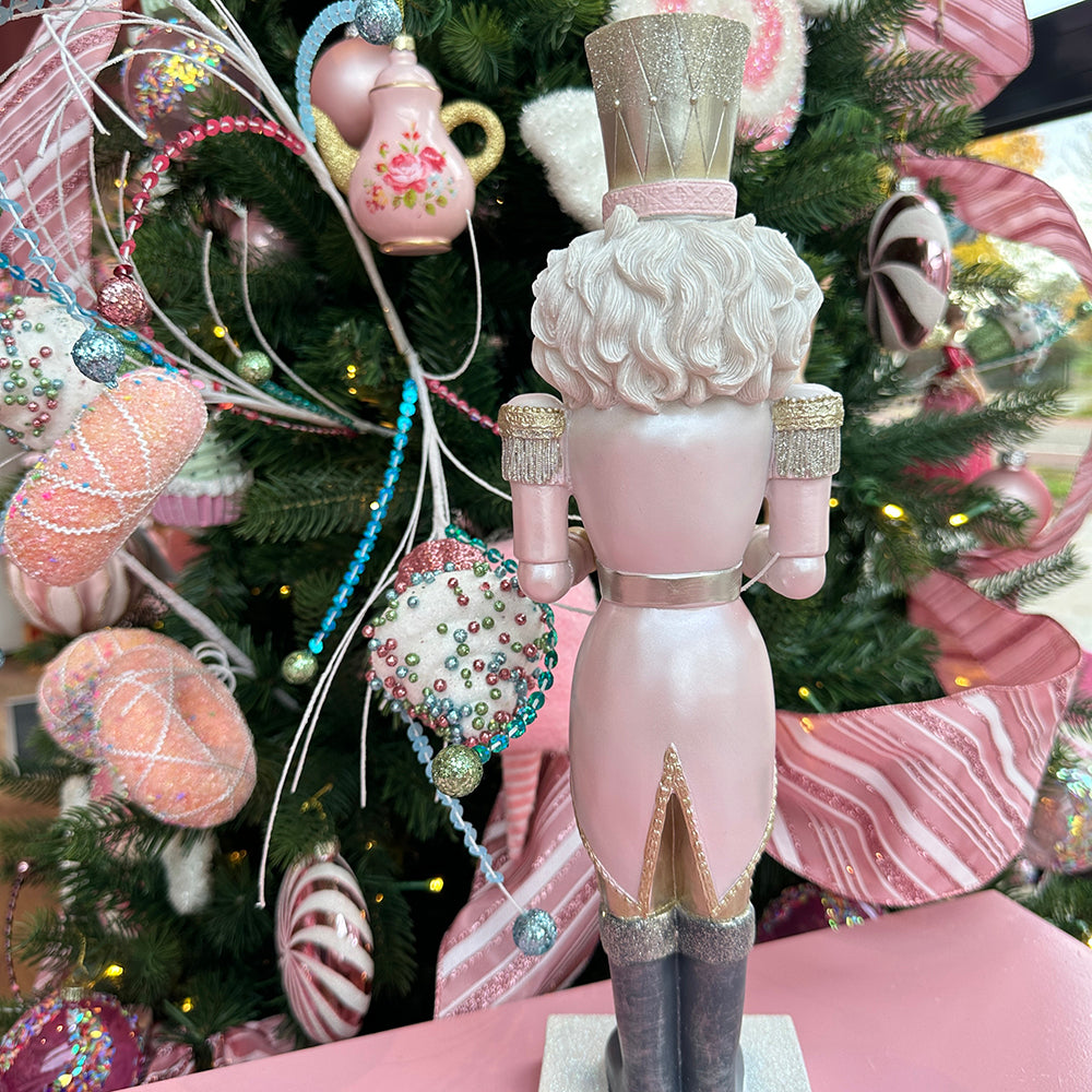 Viv! Christmas Tabletop - Christmas Nutcracker with Illuminated Christmas Tree - pastel - pink - 38cm