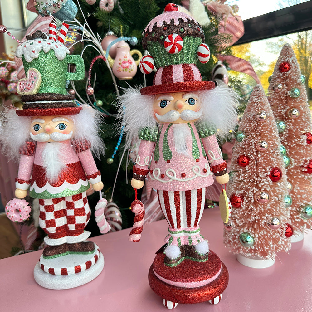 Viv! Christmas Kerstbeeld - Kerstboom met Kerstballen - pastel roze - 38cm
