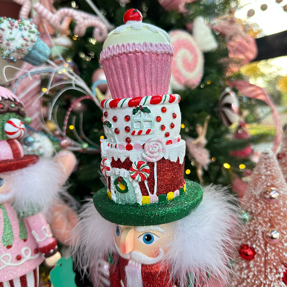 Kurt S. Adler - Hollywood Collection™ Kerst Notenkraker Cupcake en Snoep - roze rood groen - 46cm