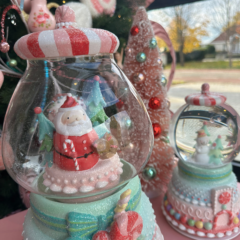 Viv! Christmas Kerst Muziekdoos - Kerstman in Snoepautomaat incl. Muziek en LED - pastel - roze blauw - 36cm