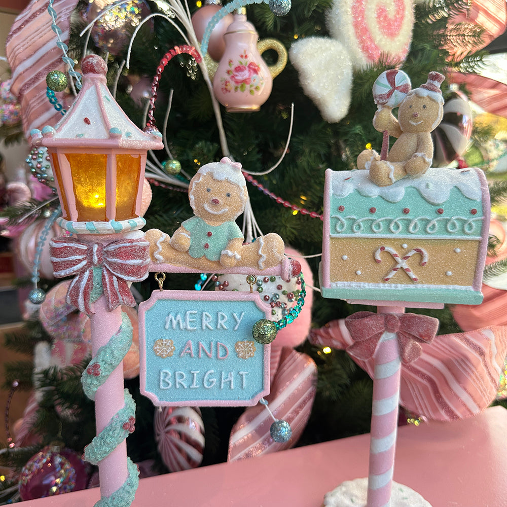 Viv! Christmas Tabletop Figure - Gingerbread Mailbox - pastel - 36cm