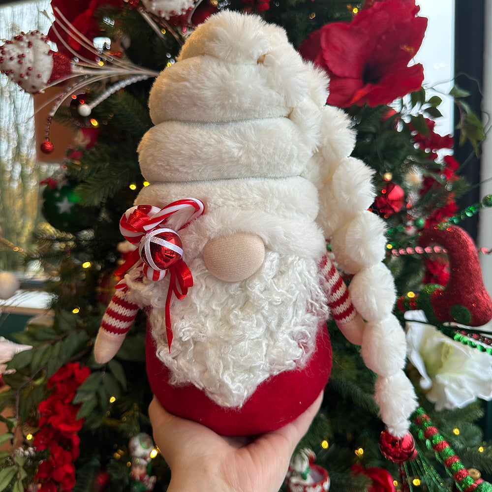 Viv! Christmas Kerstbeeld - Gnoom Pepermunt Swirl Zuurstok - rood wit - 27cm