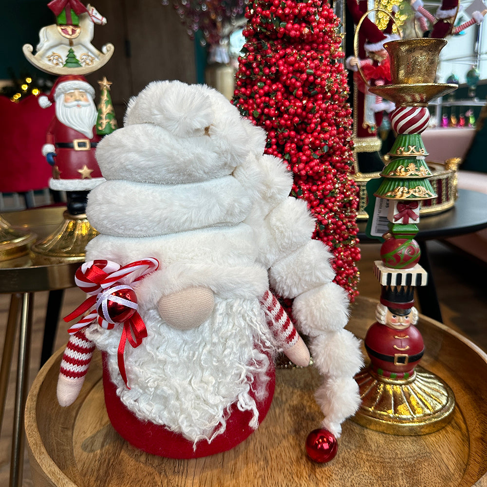 Viv! Christmas Kerstbeeld - Gnoom Pepermunt Swirl Zuurstok - rood wit - 27cm