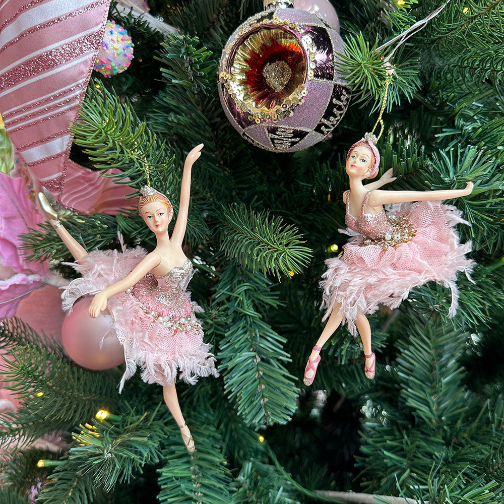 Viv! Christmas Ornament - Ballerinas - set of 2 - pink - 18cm