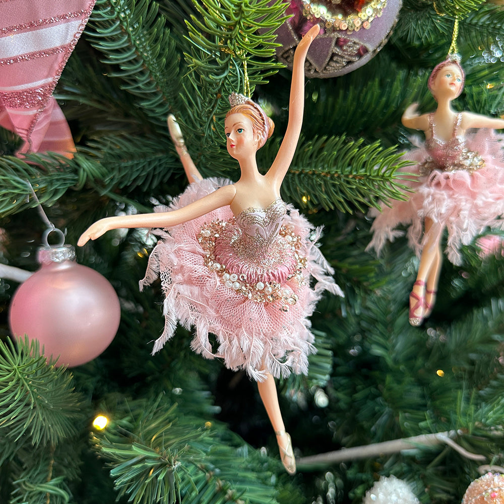 Viv! Christmas Ornament - Ballerinas - set of 2 - pink - 18cm