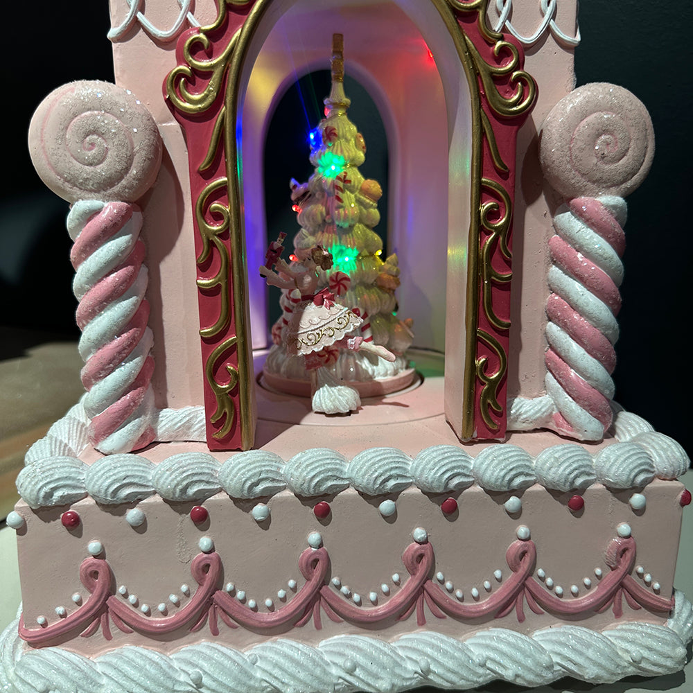 Viv! Christmas Tabletop Figure - Candy Castle w/ Music & LED Lights - Pink - 53 cm