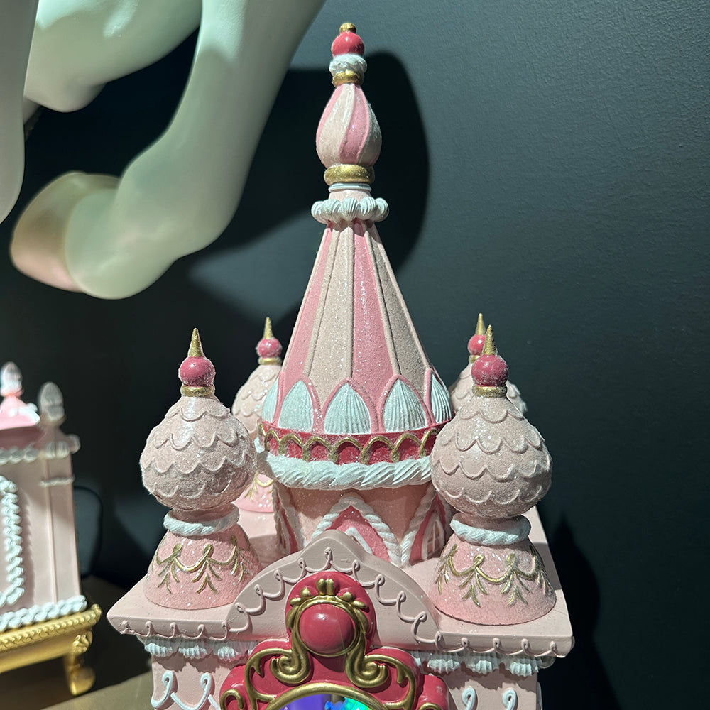 Viv! Christmas Tabletop Figure - Candy Castle w/ Music & LED Lights - Pink - 53 cm