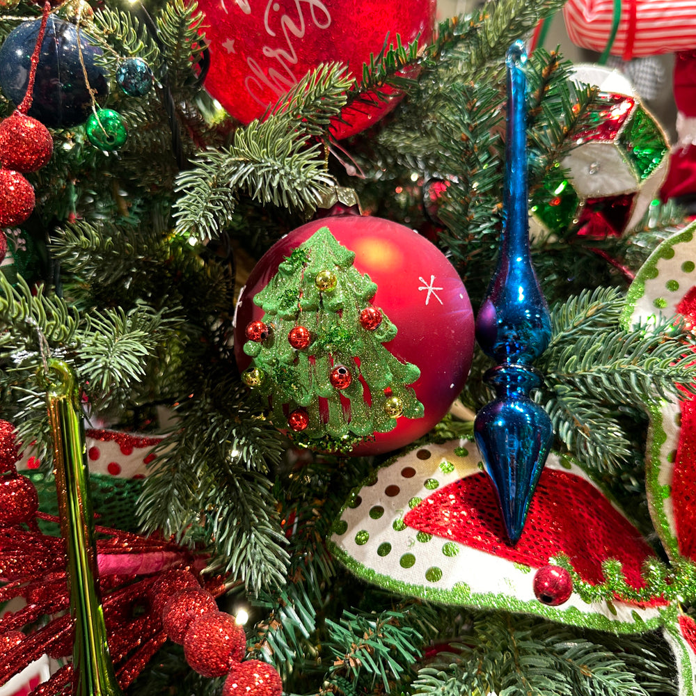 Viv! Christmas Weihnachtskugeln – 3D Weihnachtsbaum – 2er Set – Glas – Rot Grün – Ø10 cm