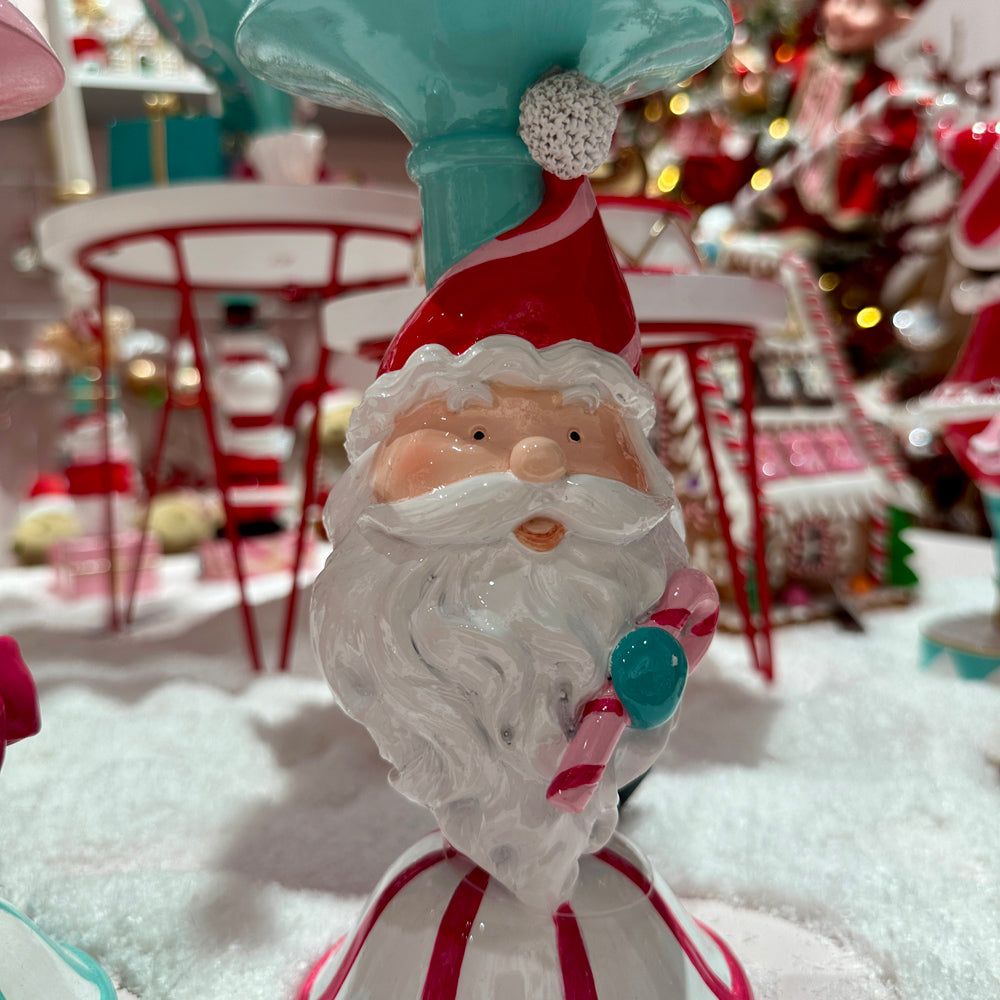 Viv! Christmas Tischdeko Weihnachten – Kerzenständer Weihnachtsmann und Rentier – 2er Set – Rosa Rot Blau – 22 cm