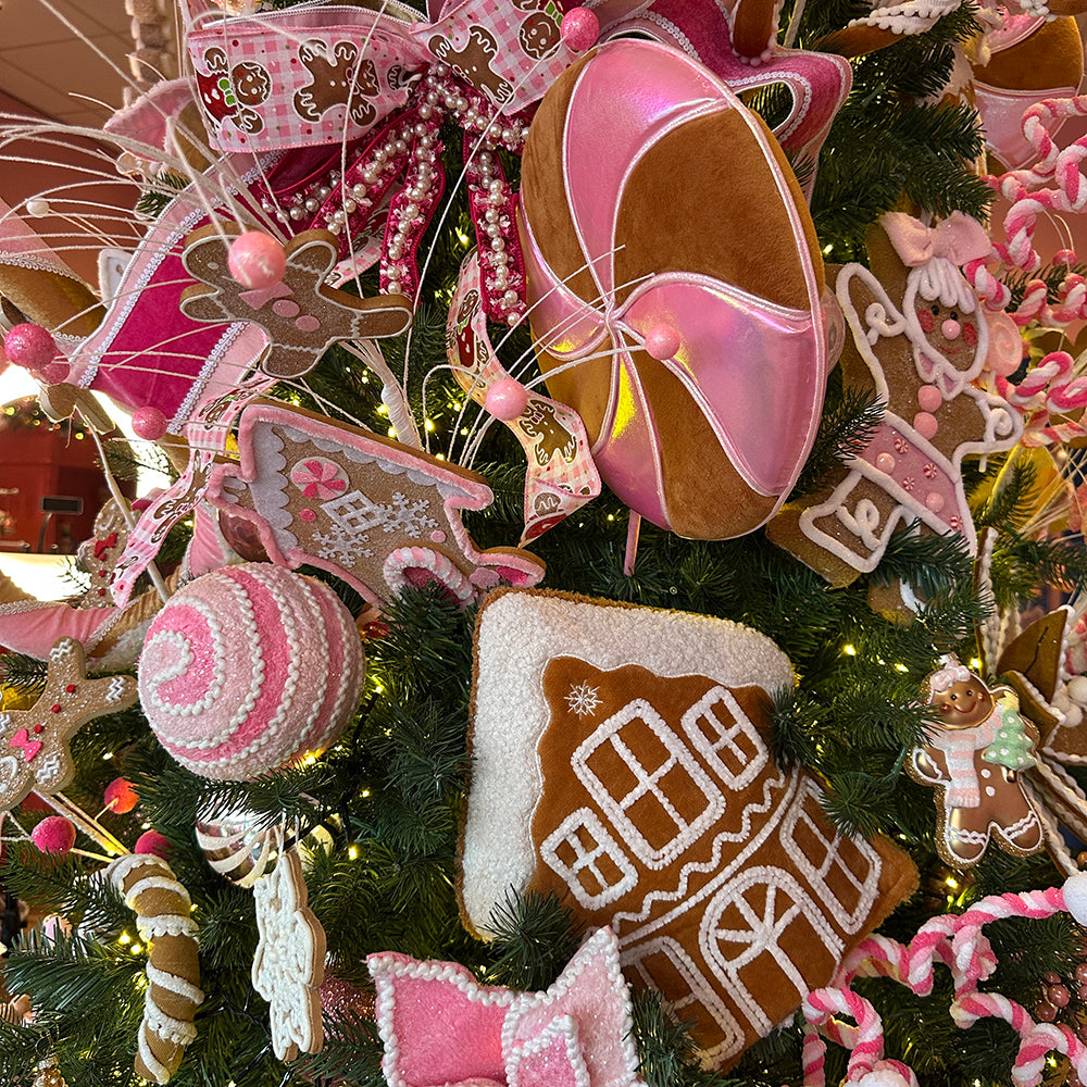 Viv! Christmas Kerstbal - Pluche met Glitters - set van 3 - roze wit - Ø12cm