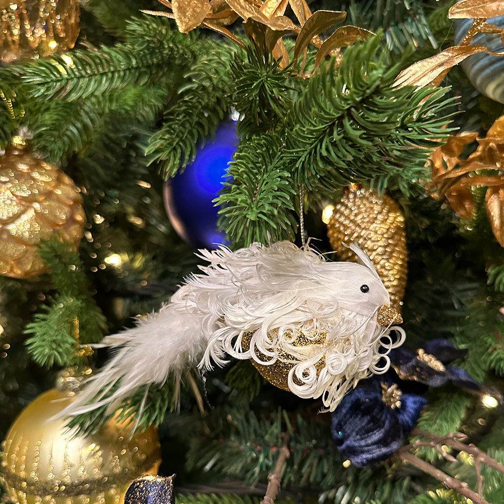 Viv! Christmas Tree Decoration - Bird glitter - gold white - 15cm