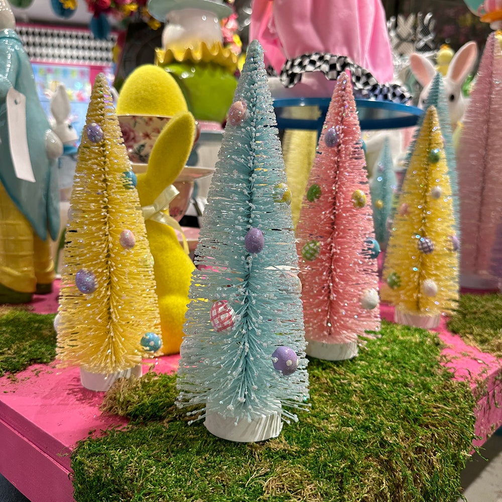 Viv! Christmas Paasdecoratie - Flock Paasboom met Paaseitjes - set van 3 - pasen - pastel - 25cm