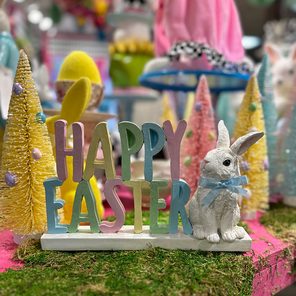 Viv! Christmas Paasdecoratie - 'Happy Easter' met Paashaas - pasen - pastel - 27cm