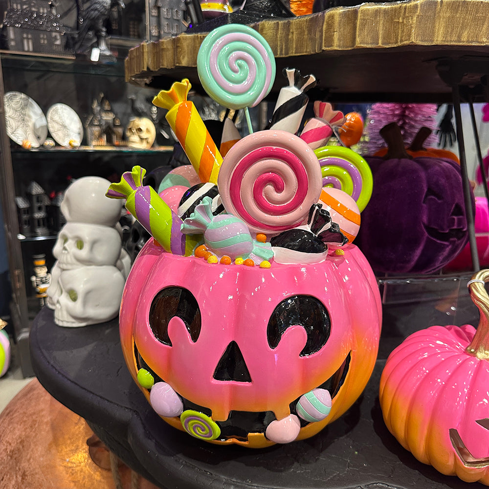 December Diamonds Halloween Decoratie - Jack-O-Lantern Pompoen met Snoep - 43cm