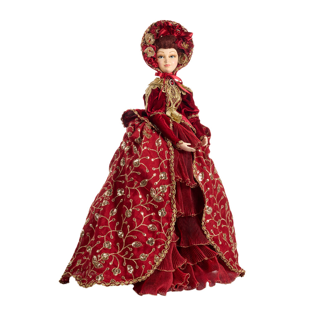 Goodwill M&G Kerstbeeld - Victorian Carol Singer Ruffle Lady Doll with Standard - 62cm