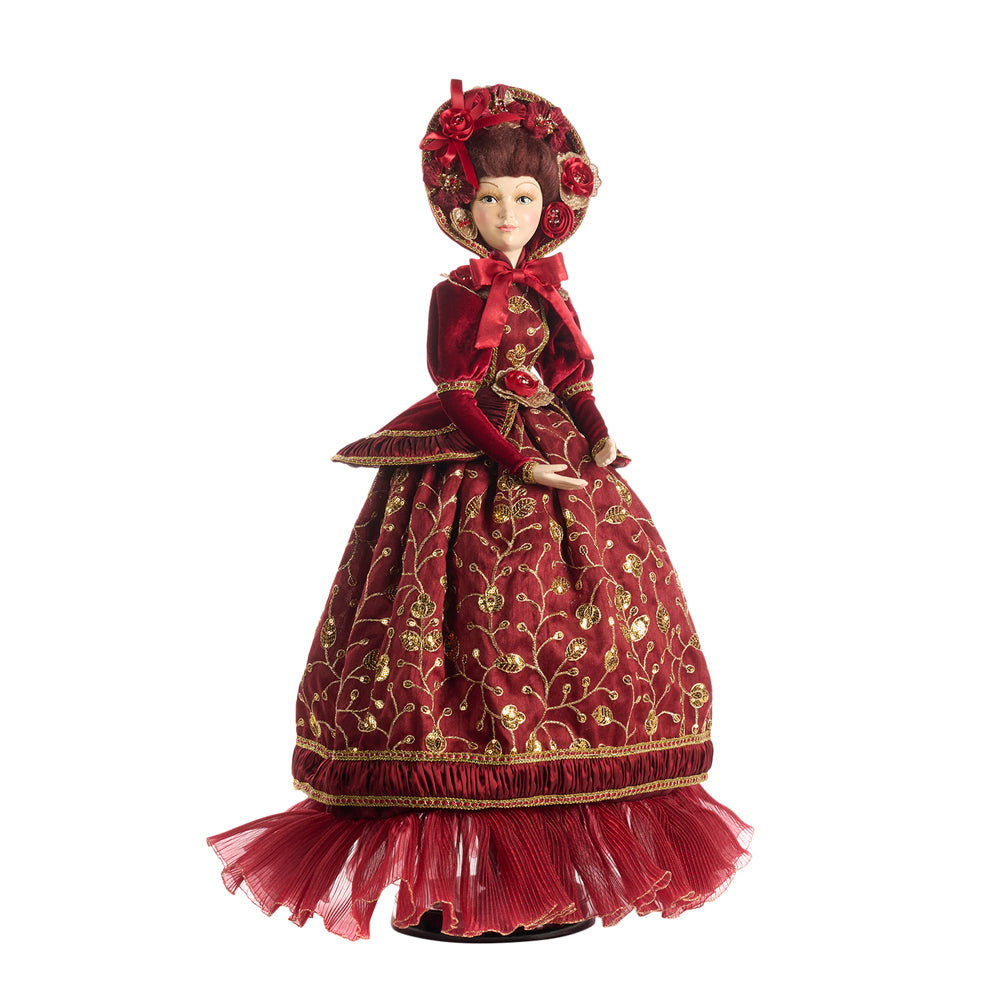 Goodwill M&G Kerstbeeld - Victorian Brocante Carol Singer Lady Doll with Standard - 62cm