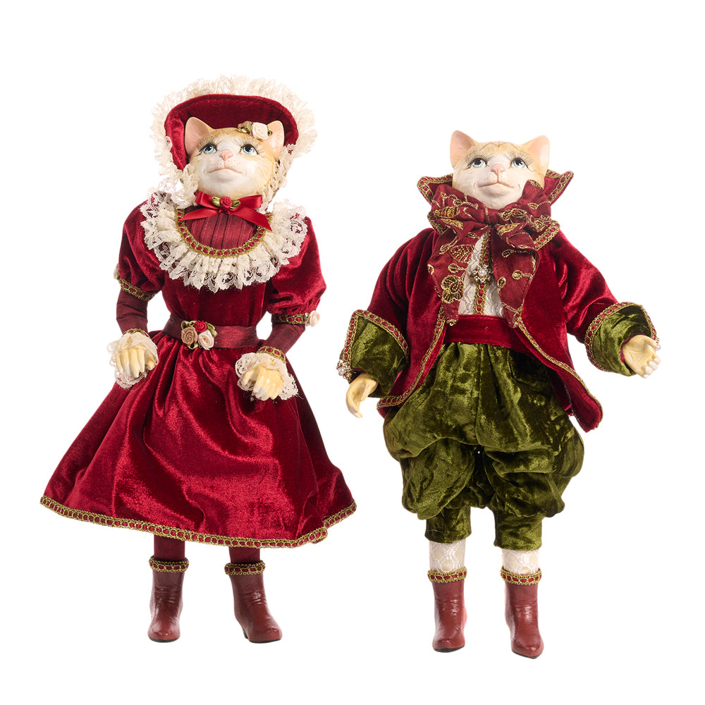 Goodwill M&G Kerstbeeld - Victorian Carol Singer Cat Doll - set van 2 - 45cm