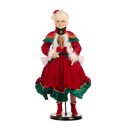 Goodwill M&G Weihnachtsfigur - Family Feast - Mrs. Claus Puppe - Rot Grün - 75 cm