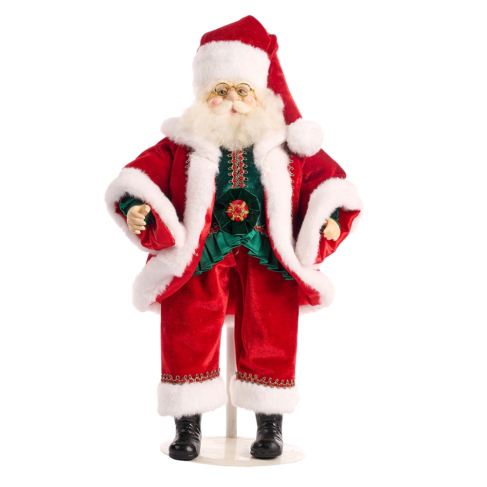 Goodwill M&G Weihnachtsfigur - Family Feast - Weihnachtsmann-Puppe - Rot Grün - 46 cm