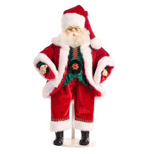 Goodwill M&G Weihnachtsfigur - Family Feast - Weihnachtsmann-Puppe - Rot Grün - 46 cm