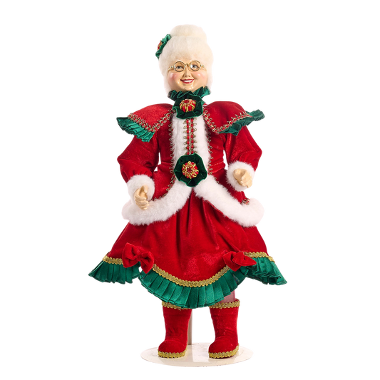 Goodwill M&G Weihnachtsfigur - Family Feast - Mrs. Claus Puppe - Rot Grün - 46 cm