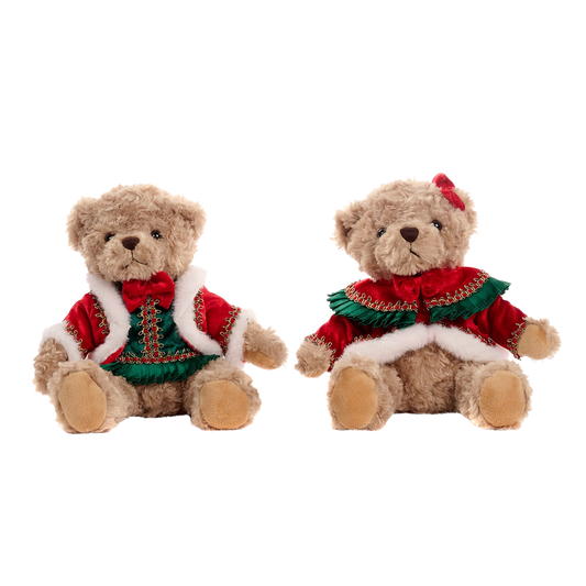Goodwill M&G Christmas Tabletop Figure - Family Feast Mr. & Mrs. Bear - Set of 2 - Red Green - 30 cm
