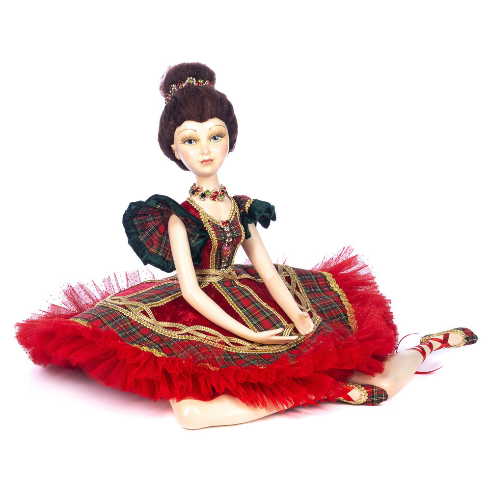 Goodwill M&G Kerstbeeld - Tartan Sitting Ballerina Doll - 54cm
